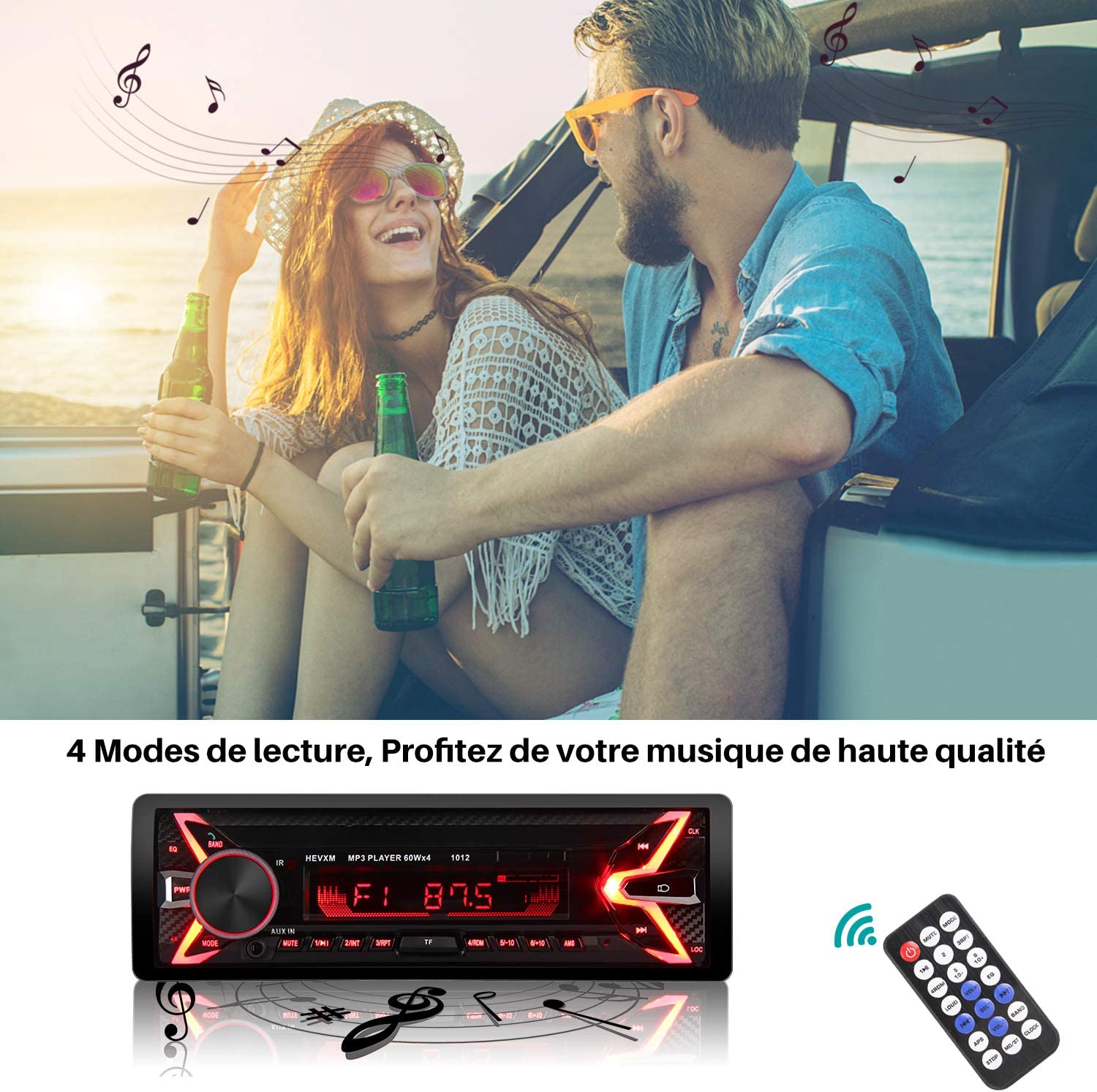 Poste Radio Bluetooth MultiMedia Avec Sortie USB/MicroSD/Aux Pour