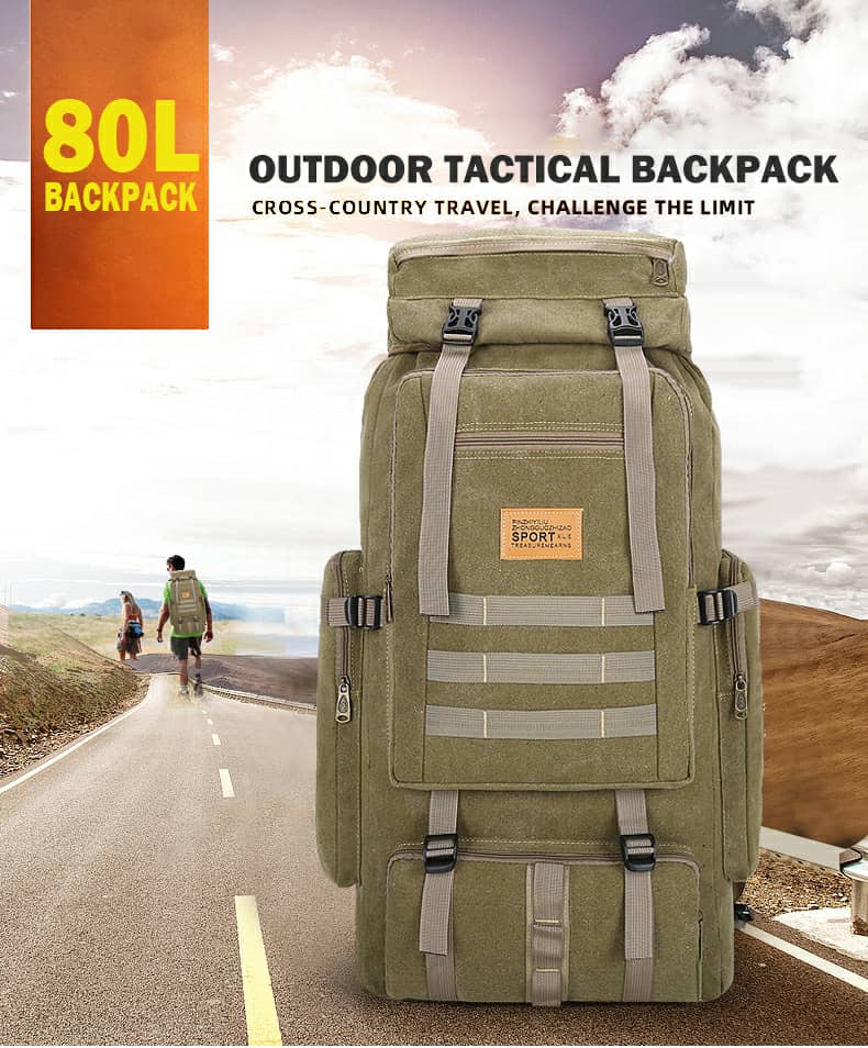 Sac à Dos Tactique 80L Résistant à L'eau – Pour Randonnée, Trekking, Camping, Survie