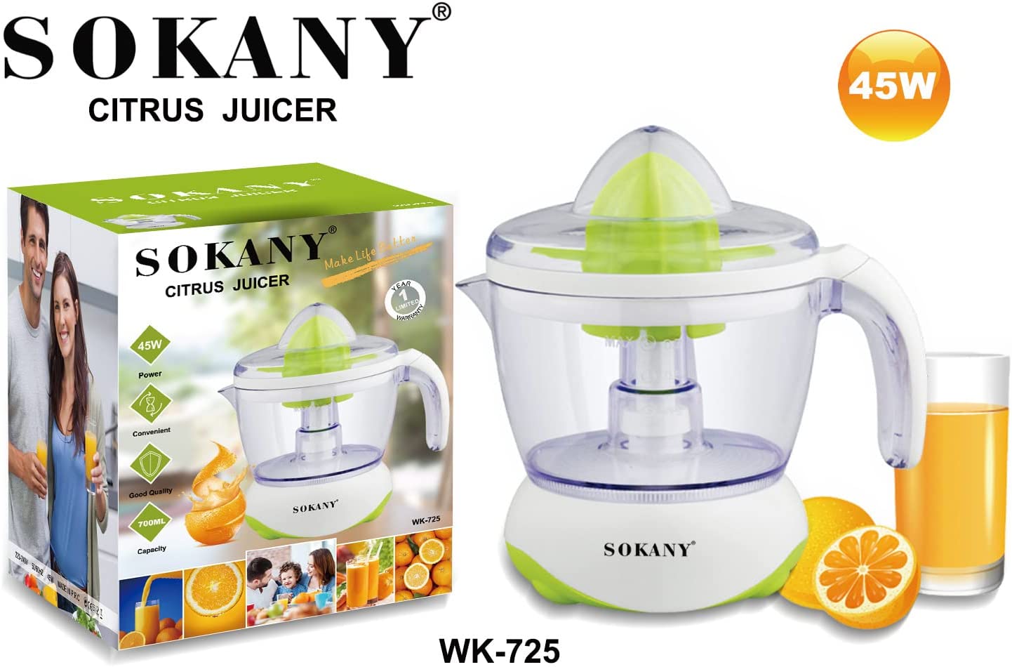 SOKANY Presse-agrumes Electrique 0,7L 40W - Presse-fruits Machine à Jus  d'orange Fruit Cuisine 220V - Cdiscount Electroménager