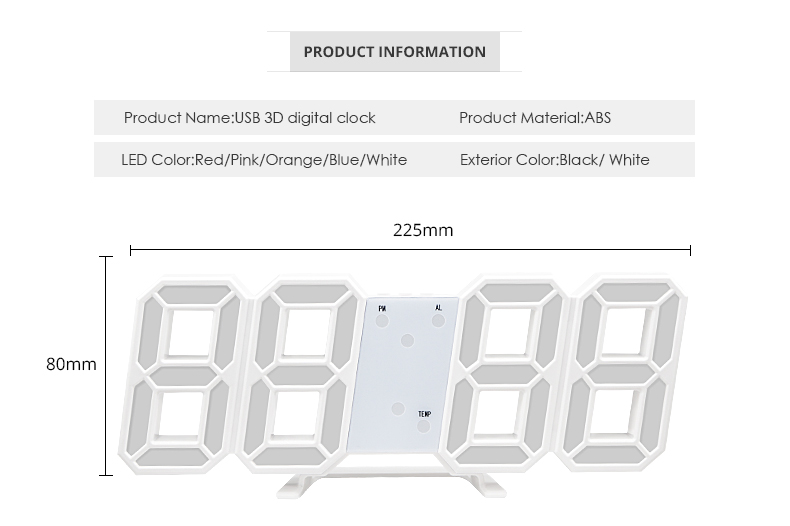 Horloge Murale numérique LED 3D - Letshop.dz