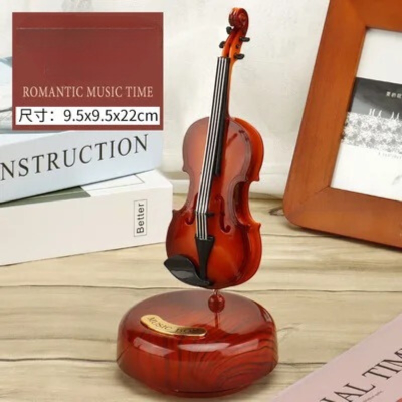 Mini Violon En Bois Décoratif - Instrument Miniature Brillant - Idéal Décoration Maison Ou Cadeau