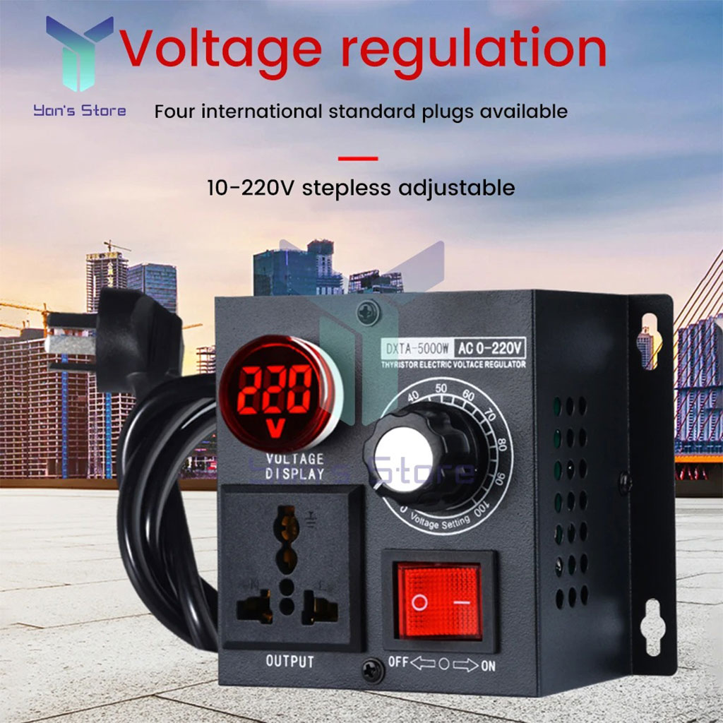 Régulateur De Vitesse / Variateur 230V 4000W Max - Pour Moteurs AC, Prise UE, Réglage 0-220V, Protection Surcharge