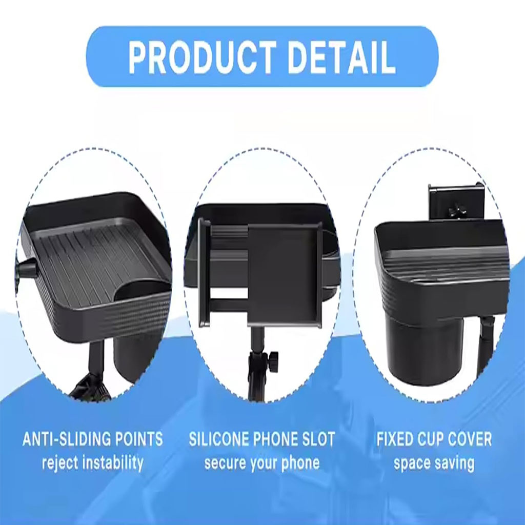 Plateau Voiture Pour Siège Arrière – Avec Porte-gobelets Et Support Téléphone – Pliable, Charge 20 Kg – Idéal Voyage