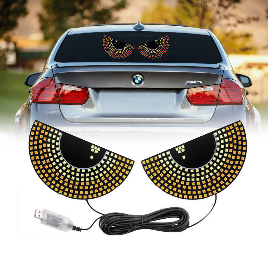 Lampe LED Yeux De Démon Pour Voiture - Écran Souple Pare-brise, Modes Couleur - USB, Contrôle Tactile - Décoration Et Sécurité