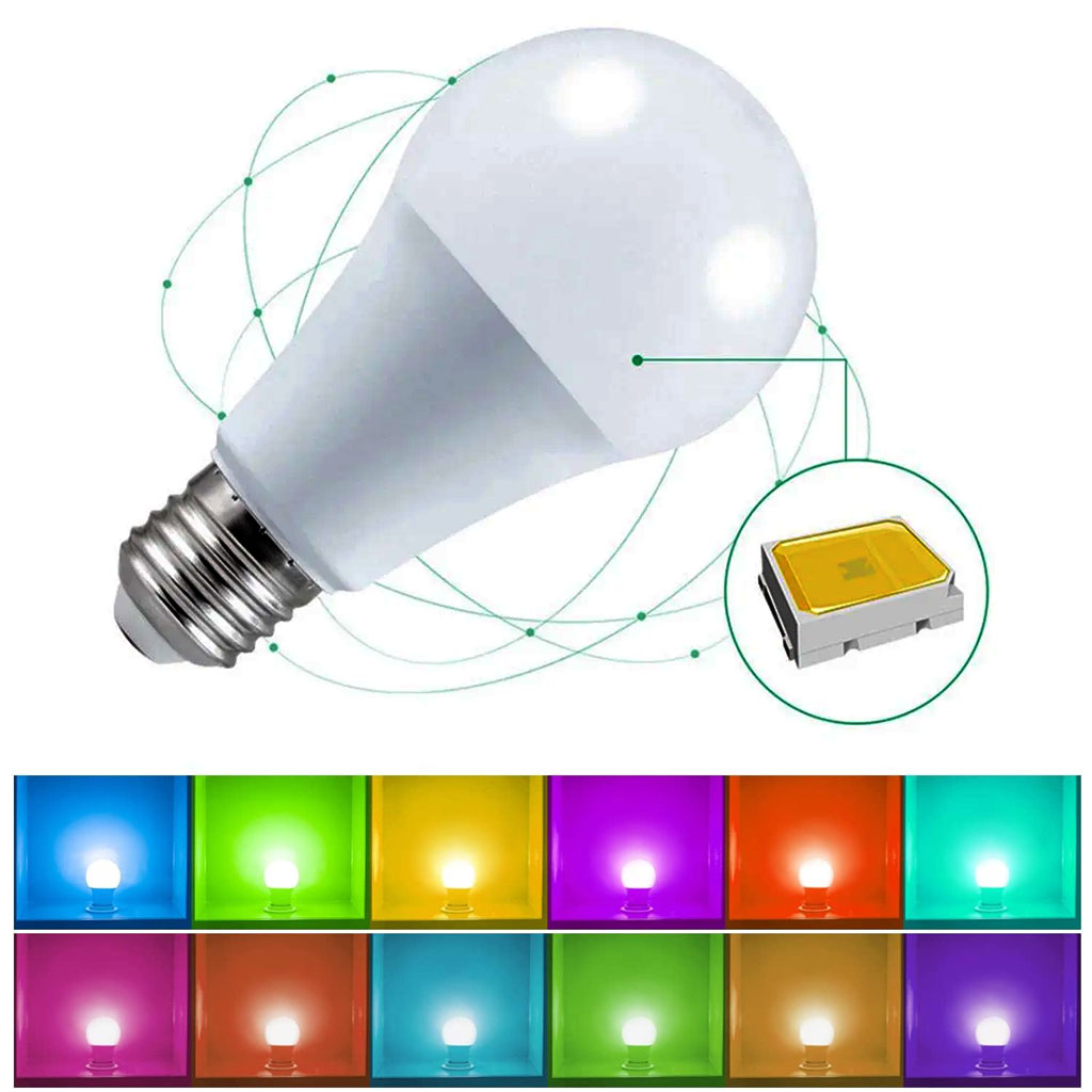 Lot De 4 Ampoules LED RVB 5W - Télécommande 24 Touches - 16 Couleurs, Intensité Variable - Culot E27 Pour Ambiance Et éclairage Quotidien
