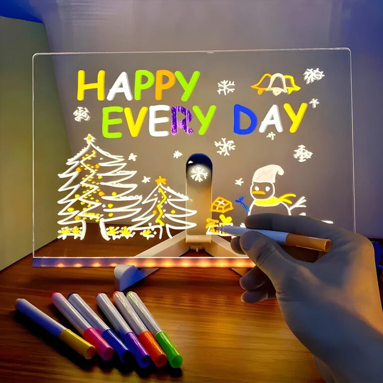 Tableau mémo LED lumineux avec stylo 7 couleurs et support - لوحة كتابة ...