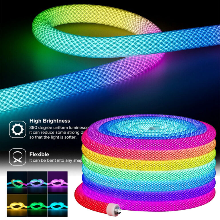 Bande LED Néon RGB motif réticulaire rond à 360 degrés flexible - شريط ...